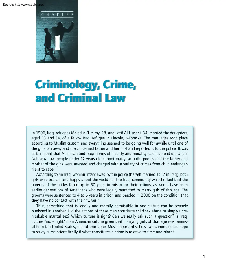 Criminology, Crime, and Criminal Law