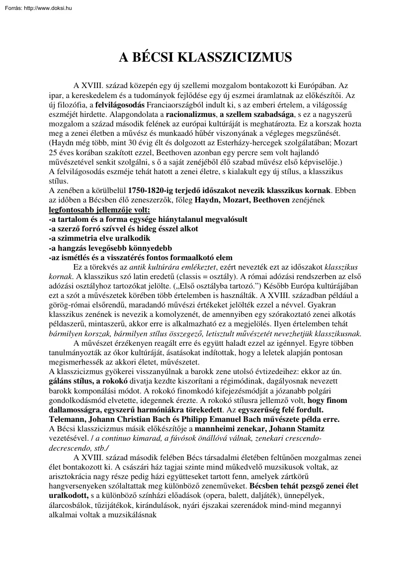A bécsi klasszicizmus
