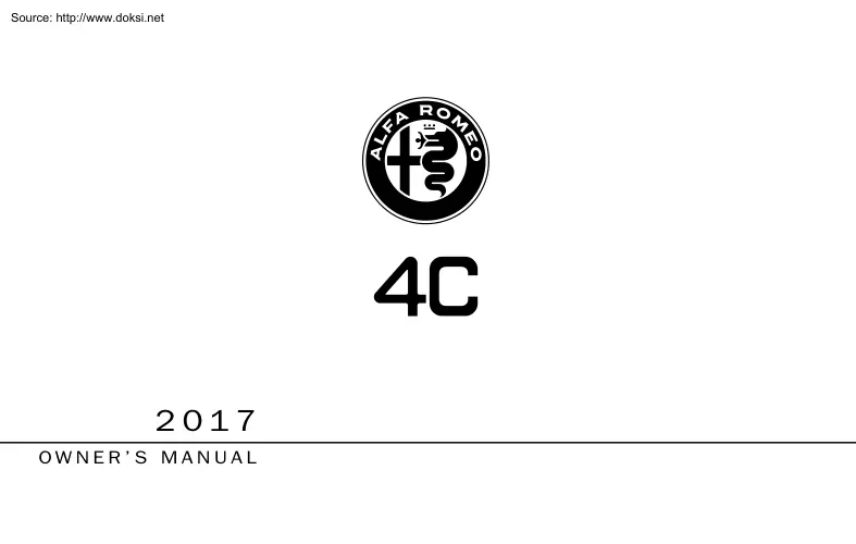 Alfa Romeo 4C 2017 Owners Manual