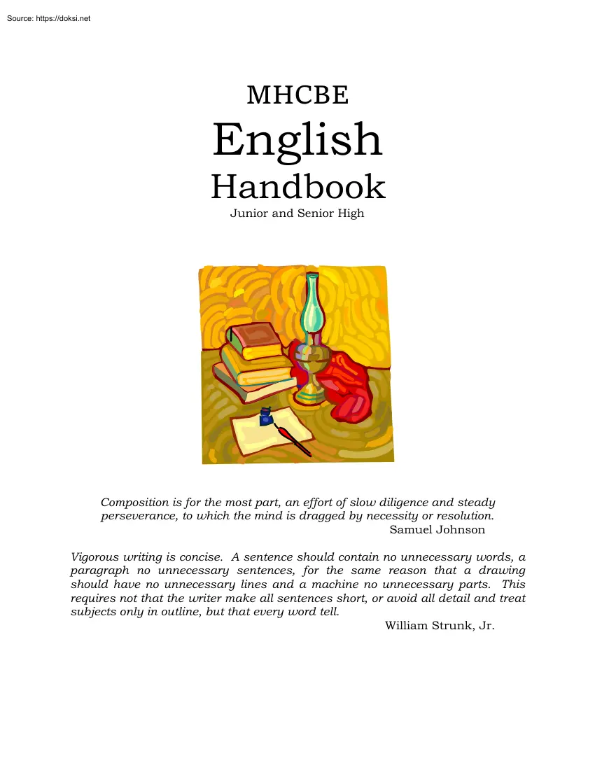 MHCBE English Handbook, Junior and Senior High