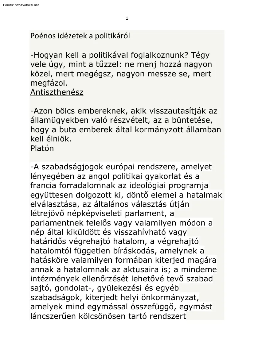 Bobrovszky Jenő - Poénos idézetek a politikáról