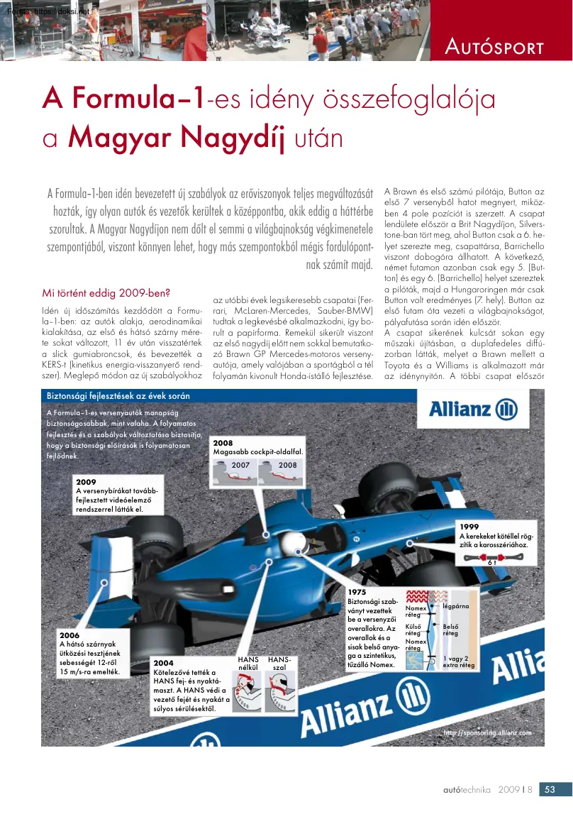 A Formula–1-es idény összefoglalója a Magyar Nagydíj után