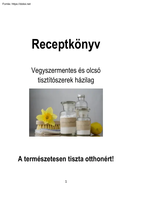 Receptkönyv, Vegyszermentes és olcsó tisztítószerek házilag