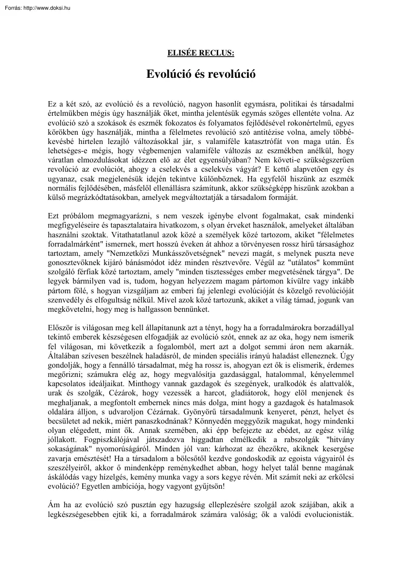 Elisée Reclus - Evolúció és revolúció