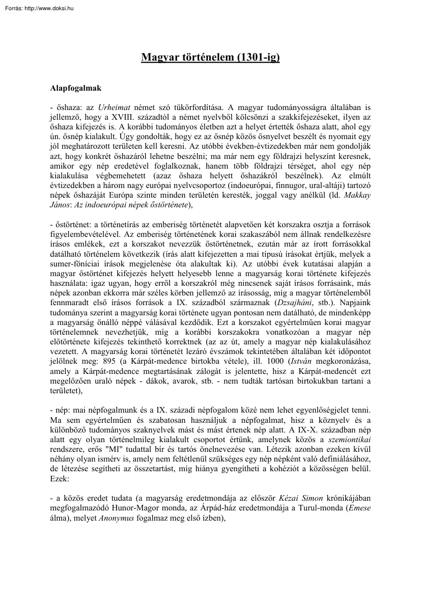 Magyar történelem 1301-ig