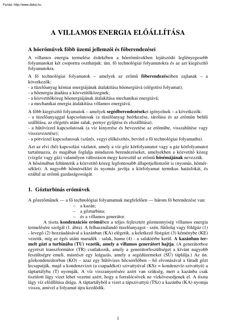 A villamos energia előállításáról