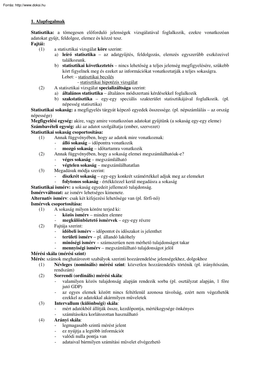 PSZF Statisztika tételek, 2005