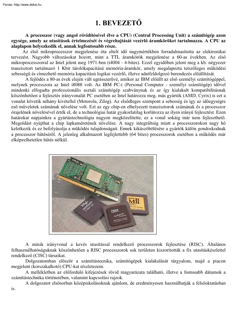 Puskás Tivadar - A PC processzorok fejlődése
