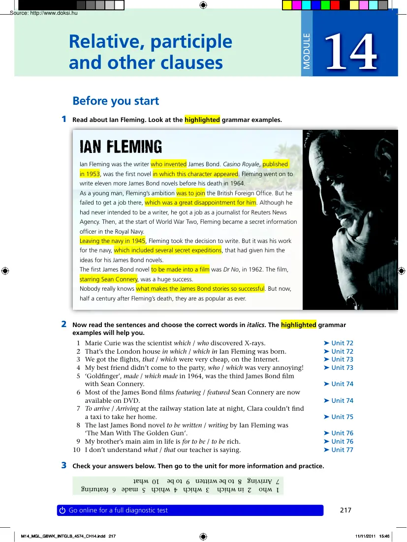 Relative, participle and other clauses