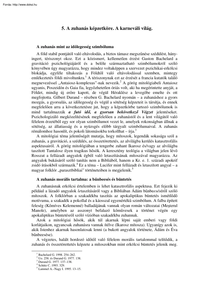 A zuhanás képzetköre