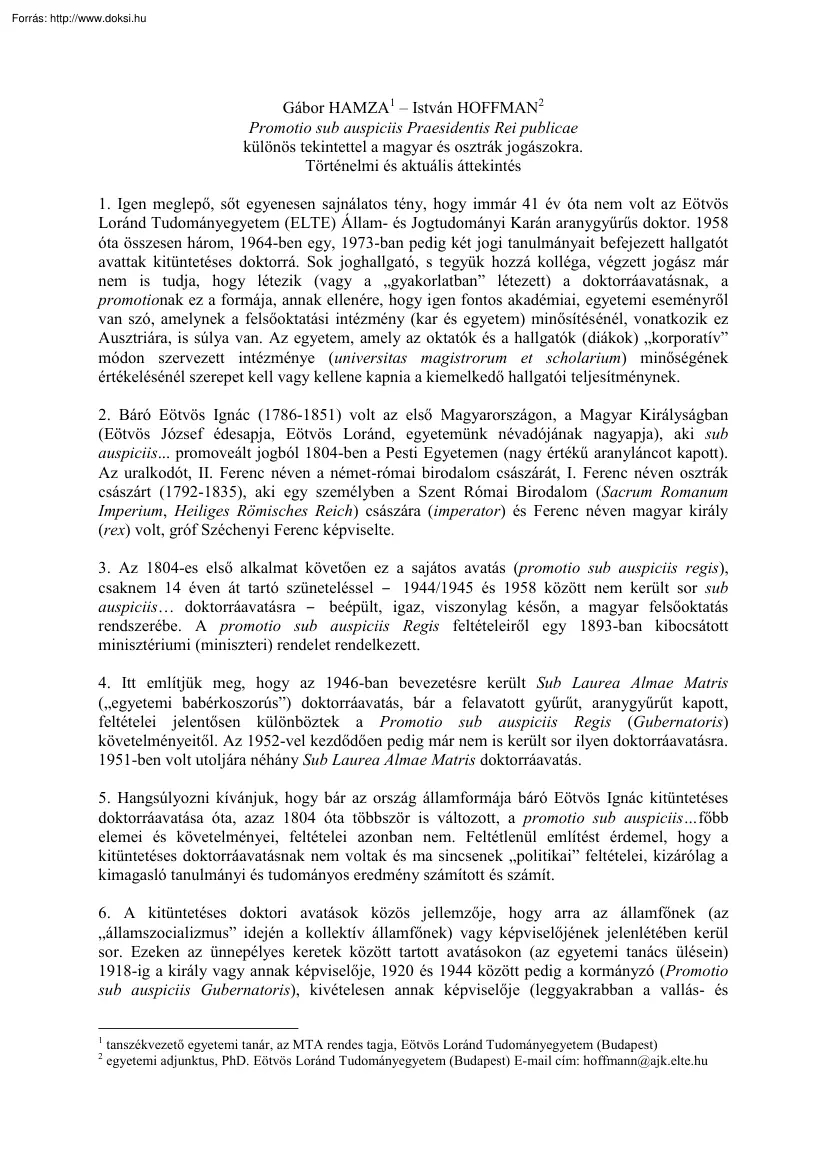 Hamza-Hoffman - Promotio sub auspiciis Praesidentis Rei publicae