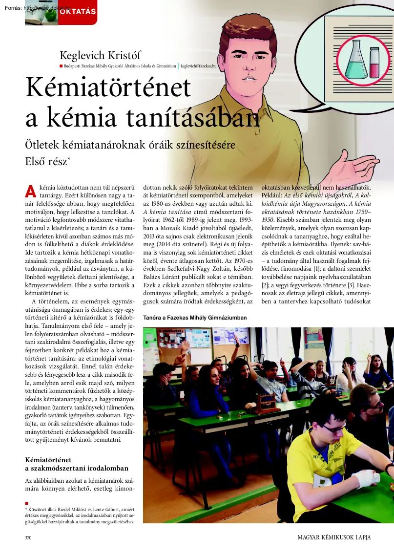 Keglevich Kristóf - Kémiatörtént a kémia tanításában