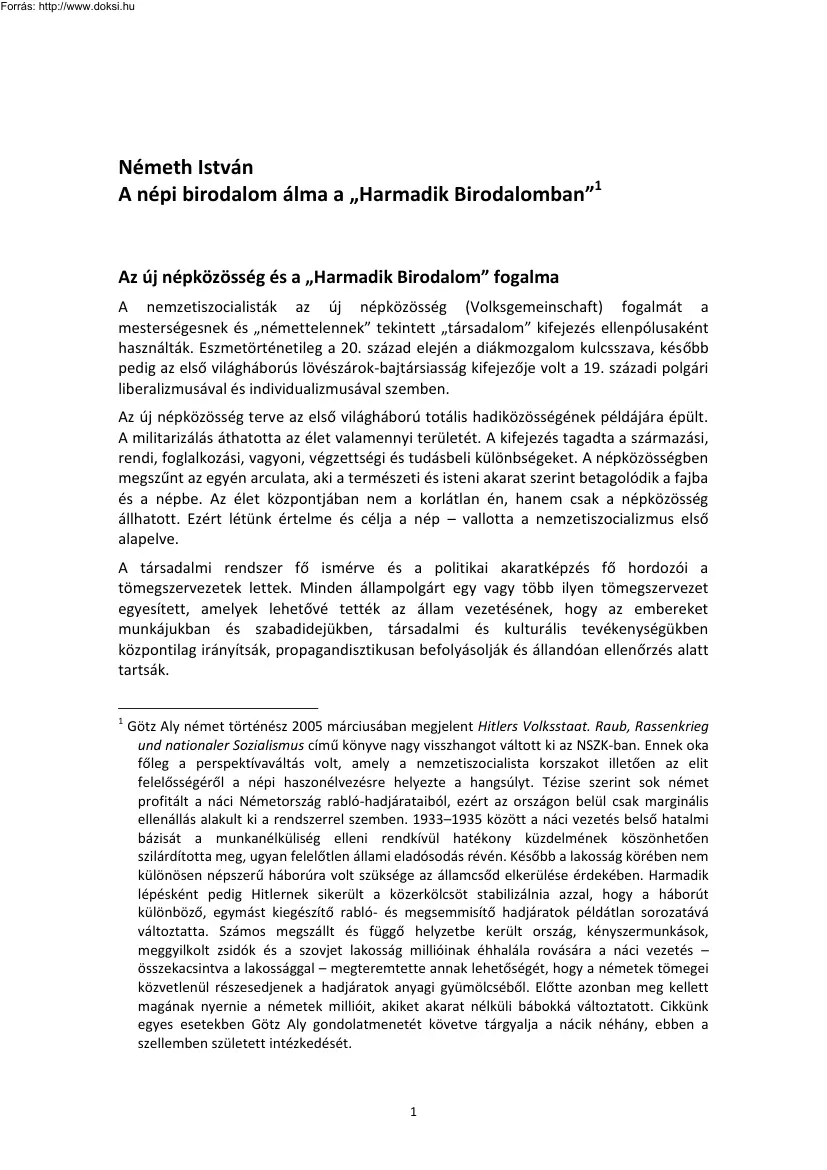 Németh István - A népi birodalom álma a Harmadik Birodalomban