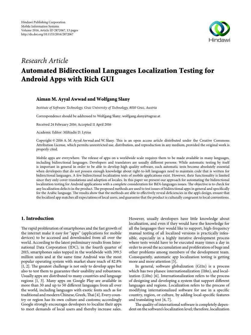 Automated Bidirectional Languages Localization Testing for Android Apps with Rich GUI