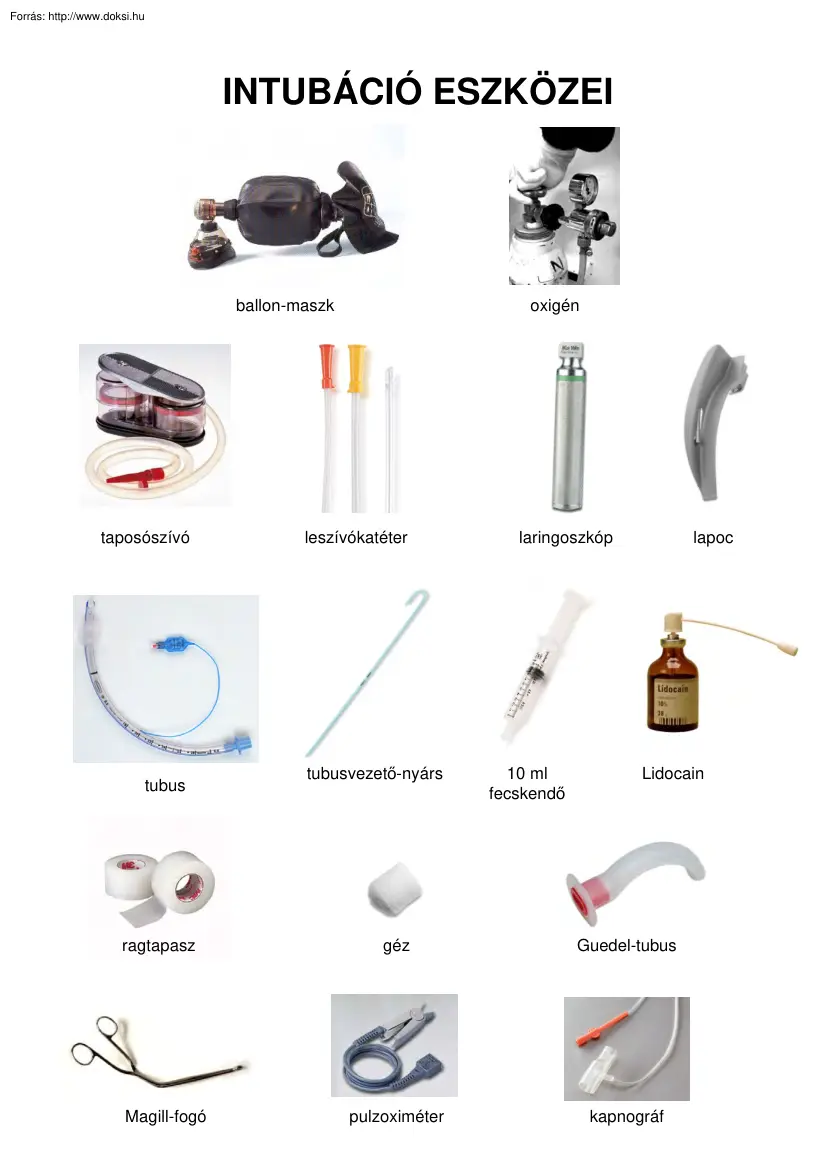 Az intubáció eszközei