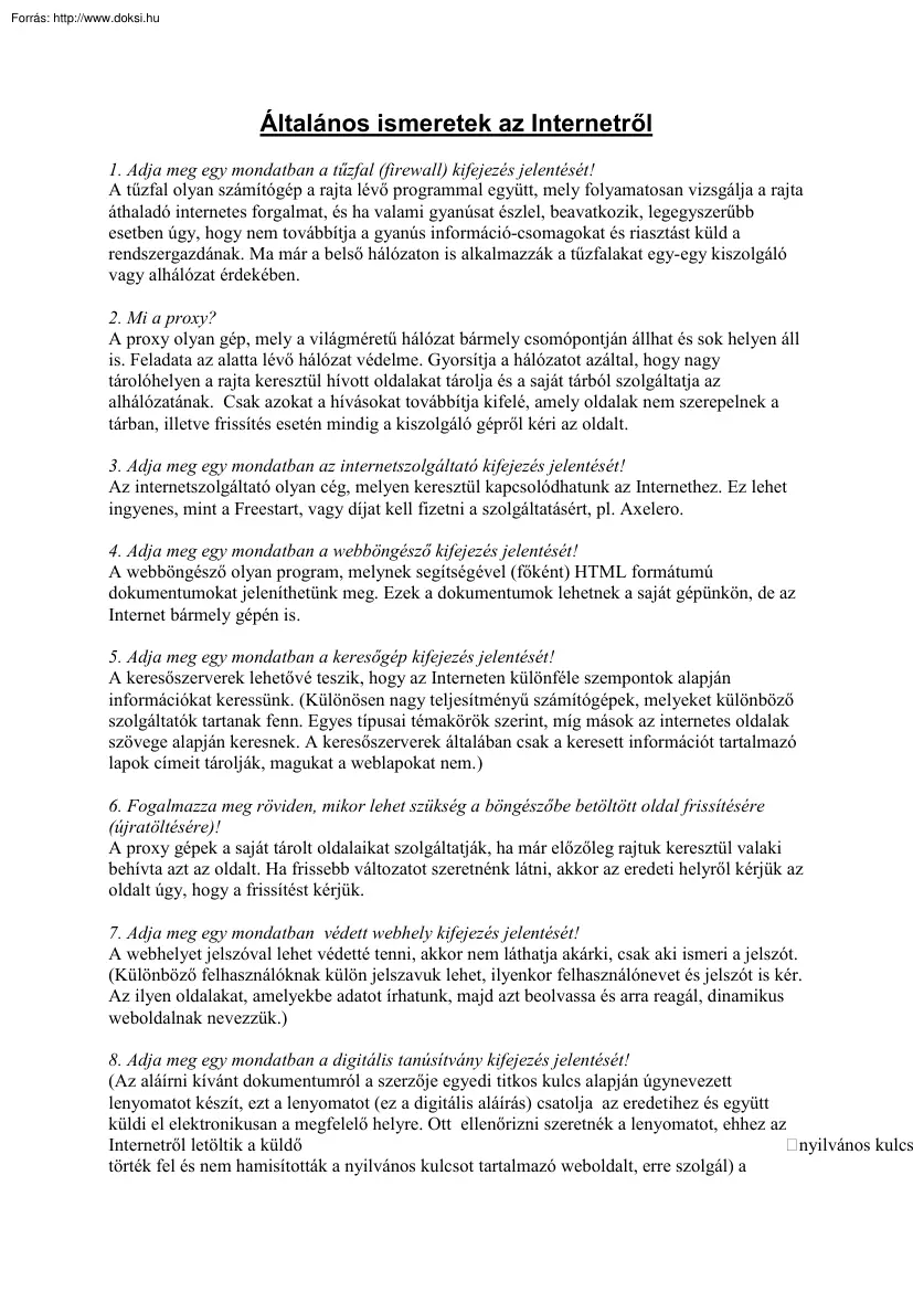 Általános ismeretek az Internetről