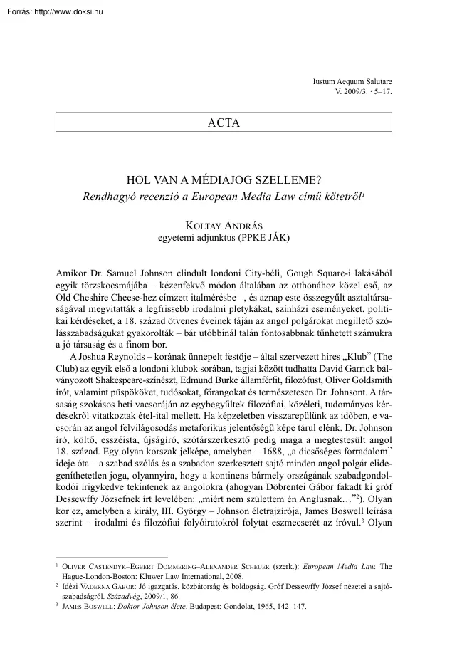 Koltay András - Hol van a médiajog szelleme