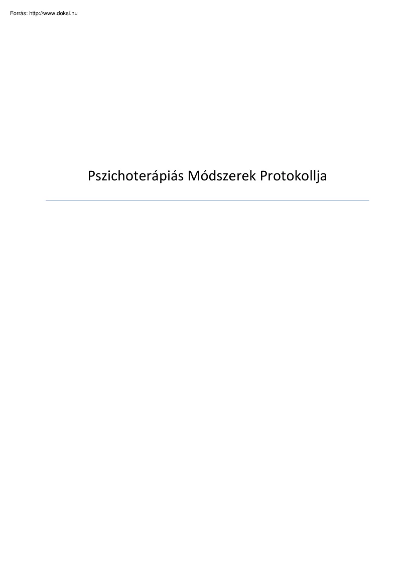 Pszichoterápiás módszerek protokollja
