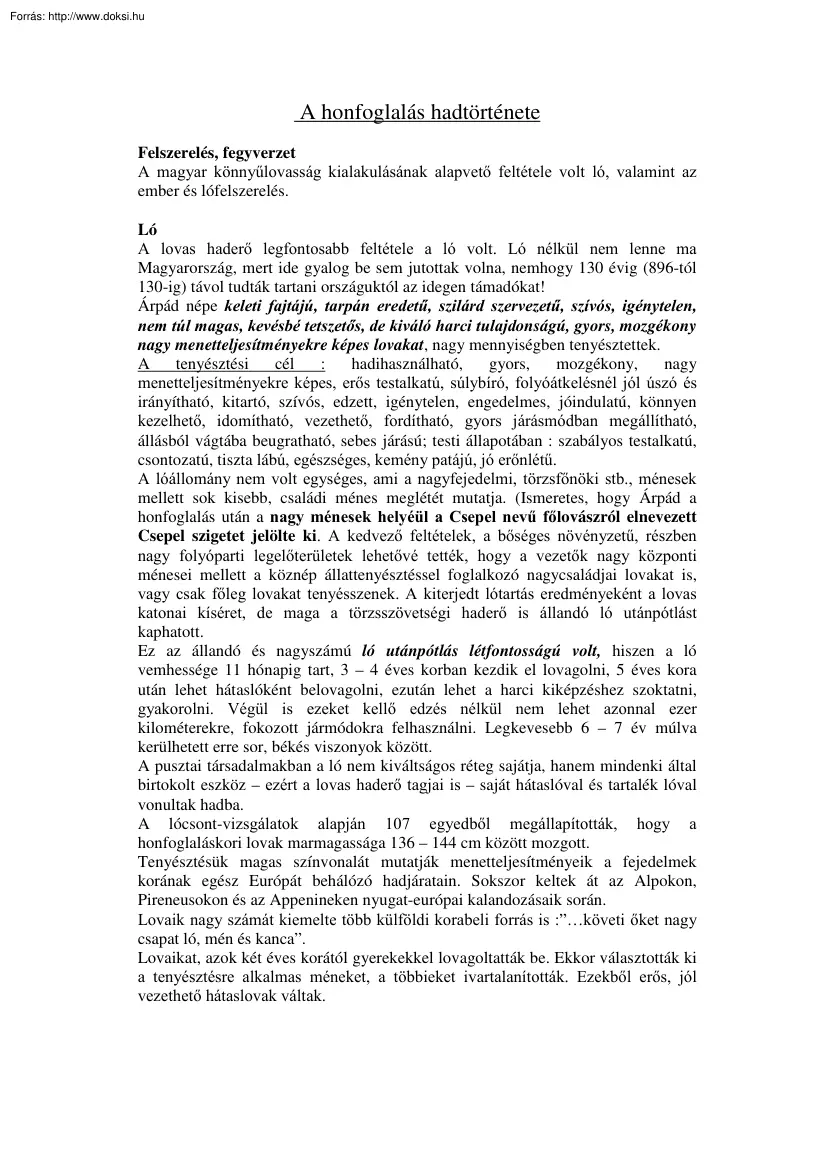 A honfoglalás hadtörténete
