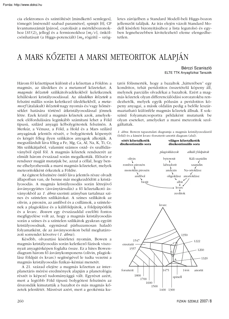 Bérczi Szaniszló - A Mars kőzetei a marsi meteoritok alapján
