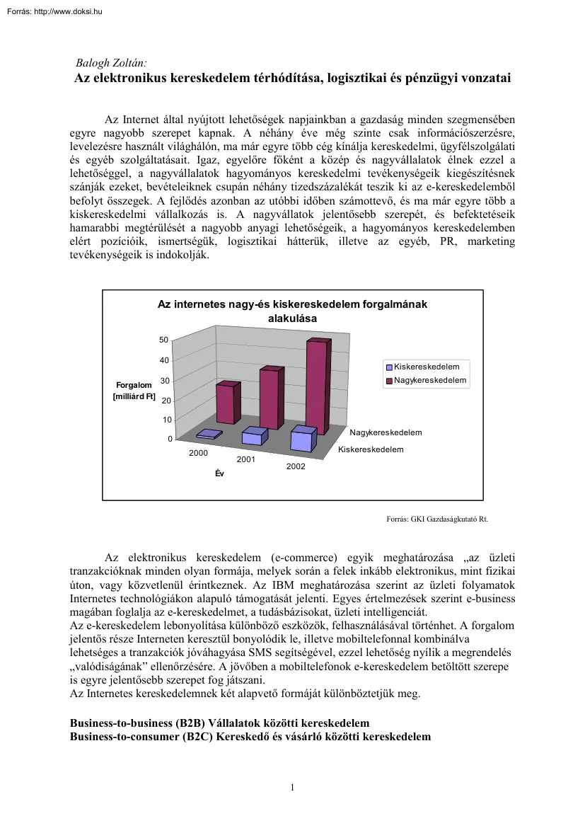 Balogh Zoltán - Az elektronikus kereskedelem térhódítása, logisztikai és pénzügyi vonzatai