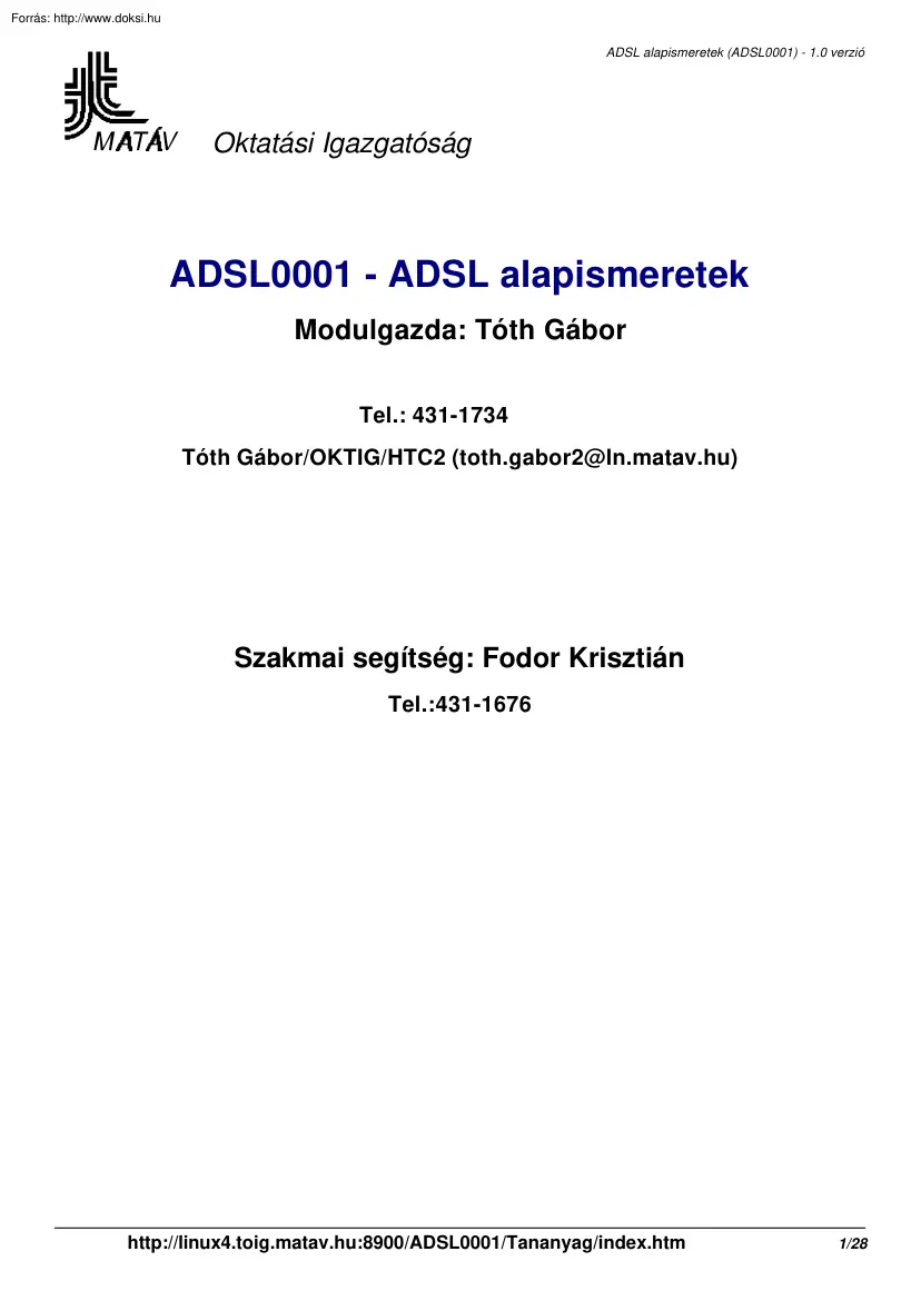 ADSL alapismeretek