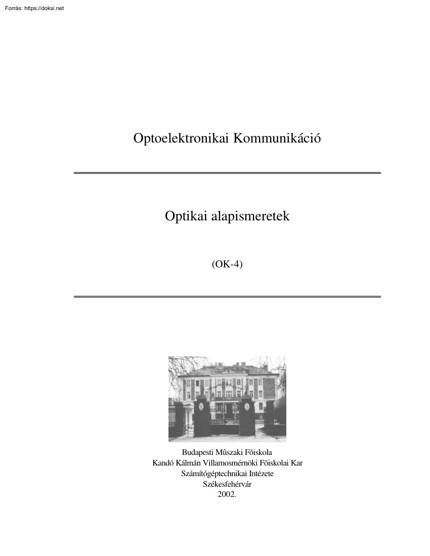 Hudoba György - Optikai alapismeretek