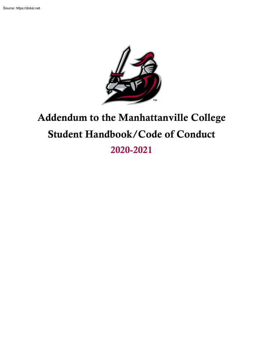 Addendum to the Manhattanville College Student Handbook