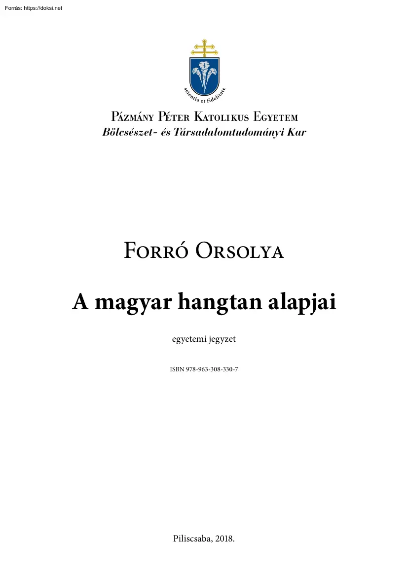 Forró Orsolya - A magyar hangtan alapjai