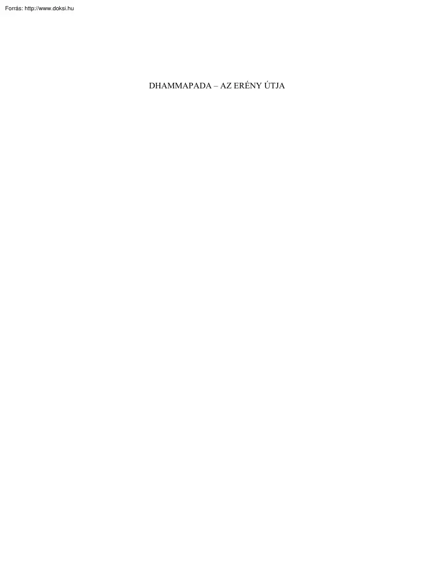 Dhammapada - Az erény útja