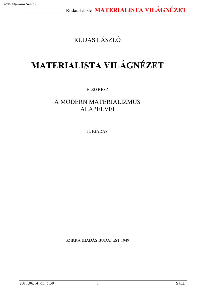 Rudas László - Materialista világnézet