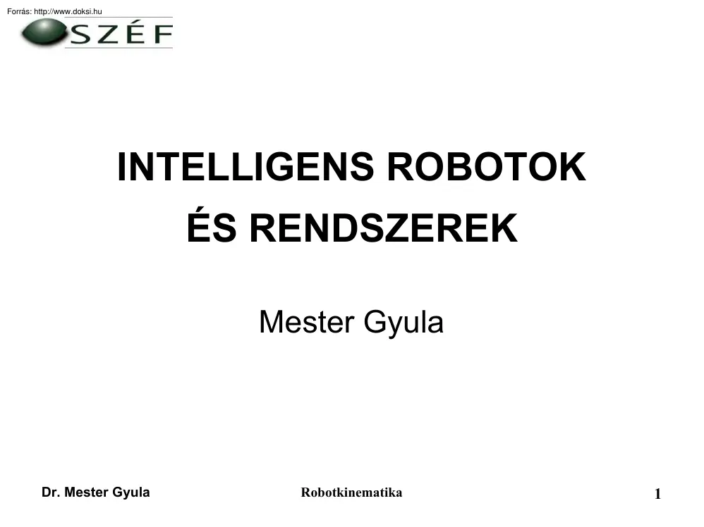 Mester Gyula - Robotmanipulátorok kinematikája