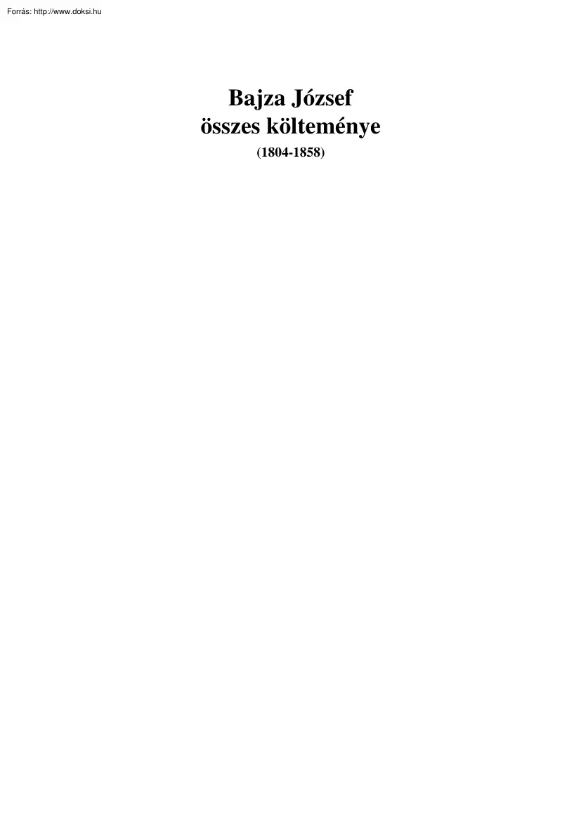 Bajza József összes költeménye