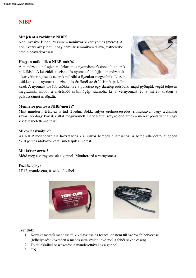 Noninvazív vérnyomásmérés Lifepak 12 készülékkel