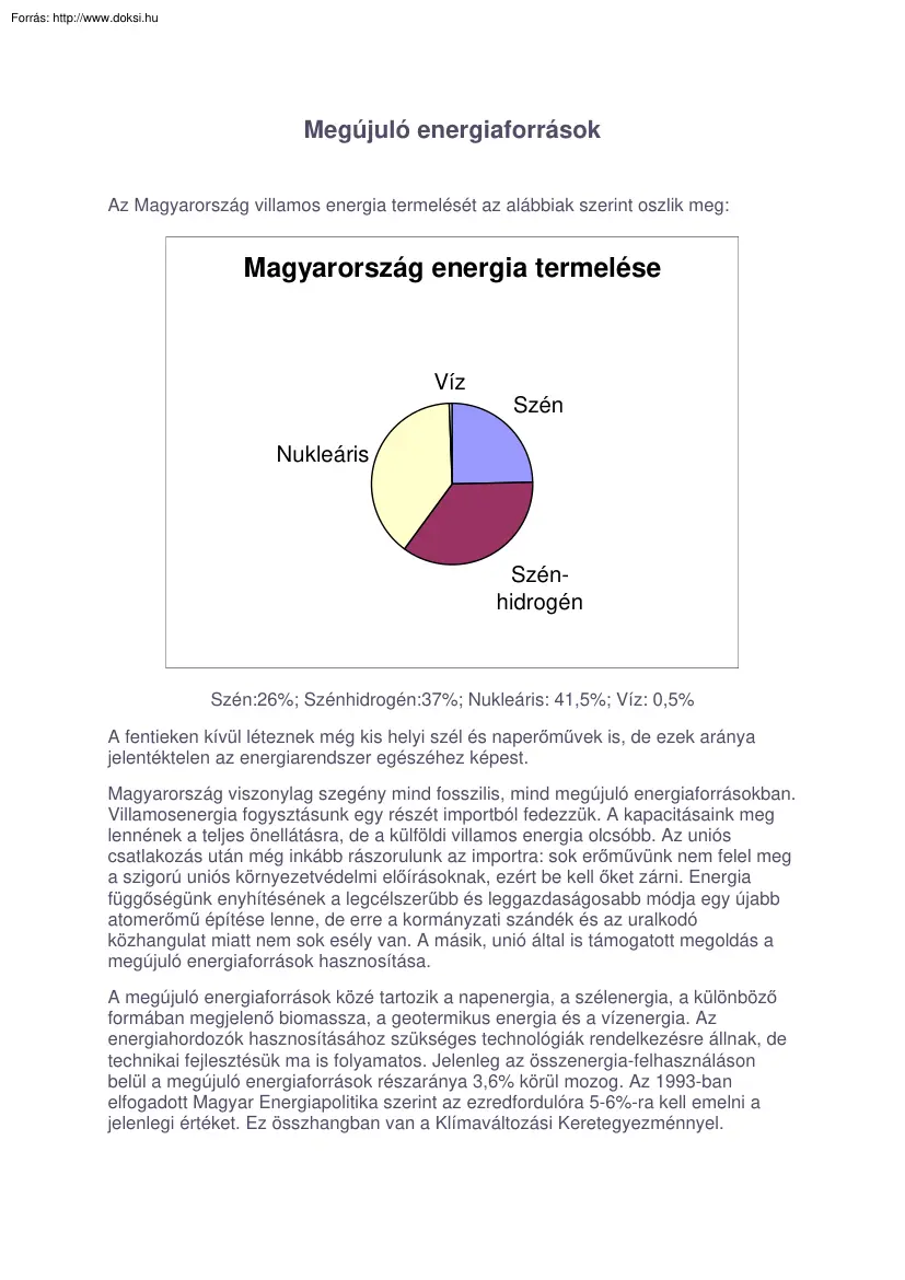 A megújuló energiaforrások
