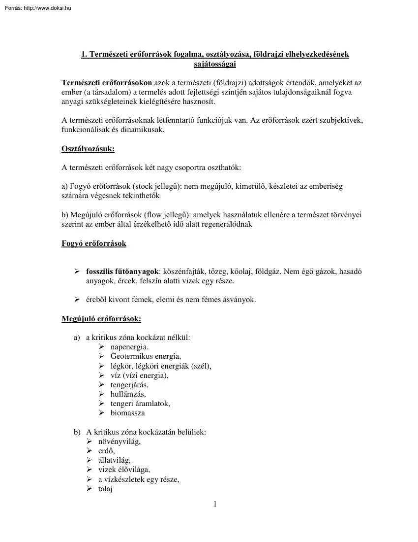 Gazdaságföldrajz kidolgozott tételsor