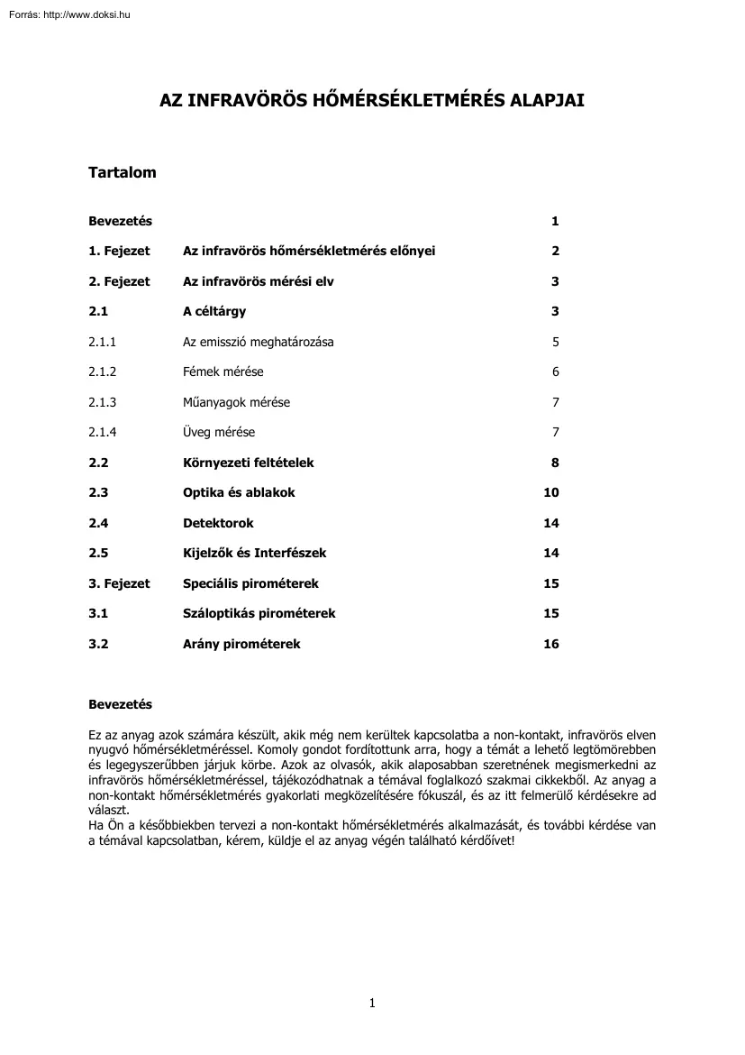 Az infravörös hőmérsékletmérés alapjai