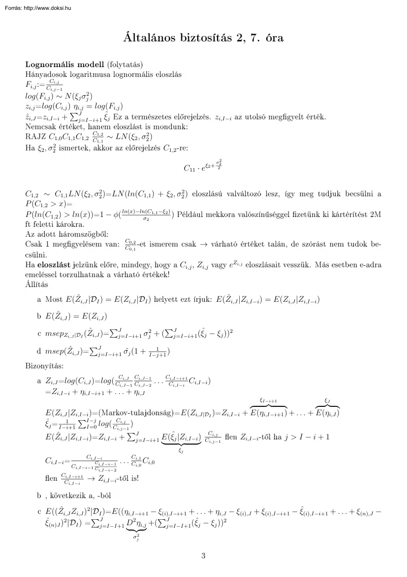 Általános biztosítás 2, 7. óra