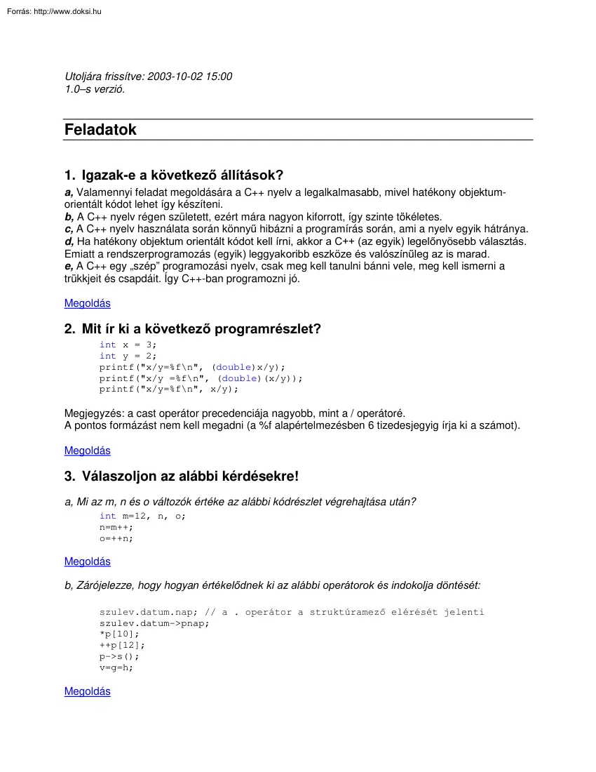Benedek Zoltán - C++ kérdések és válaszok