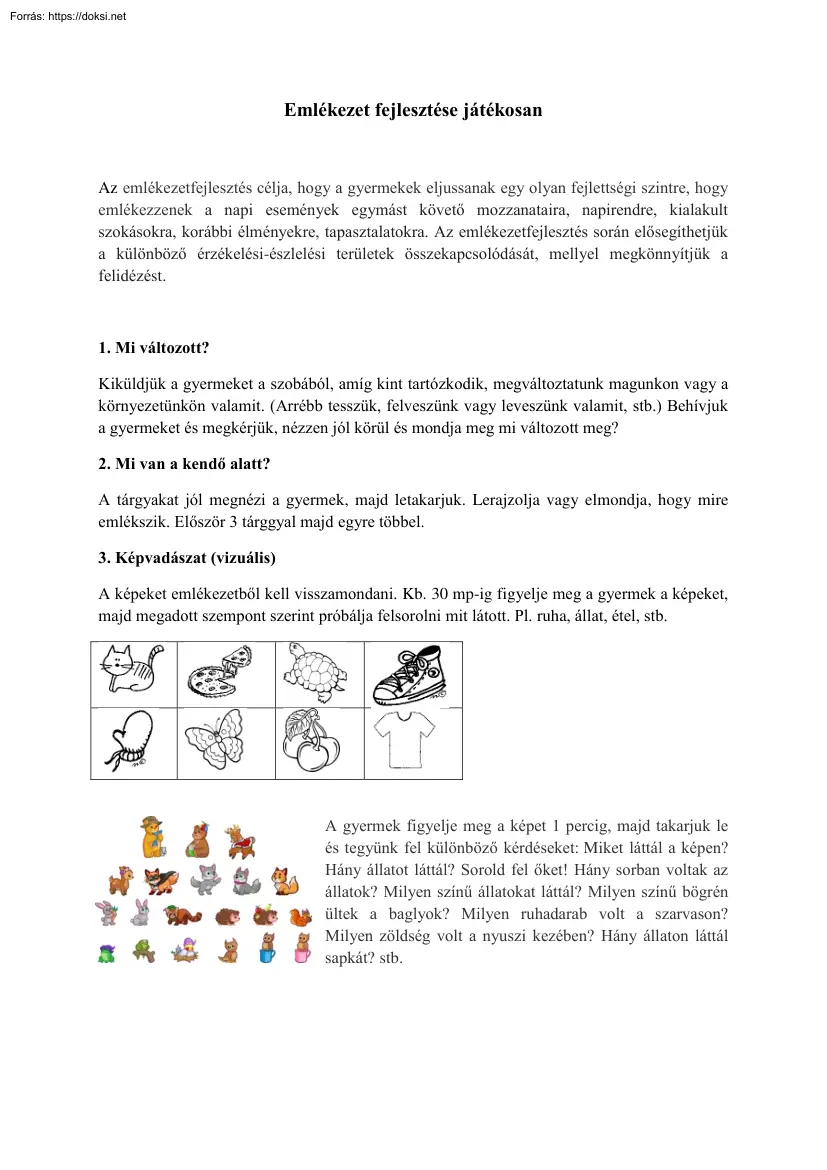 Emlékezet fejlesztése játékosan