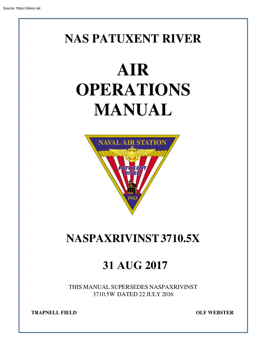 Air Operations Manual, NASPAXRIVINST 3710.5X