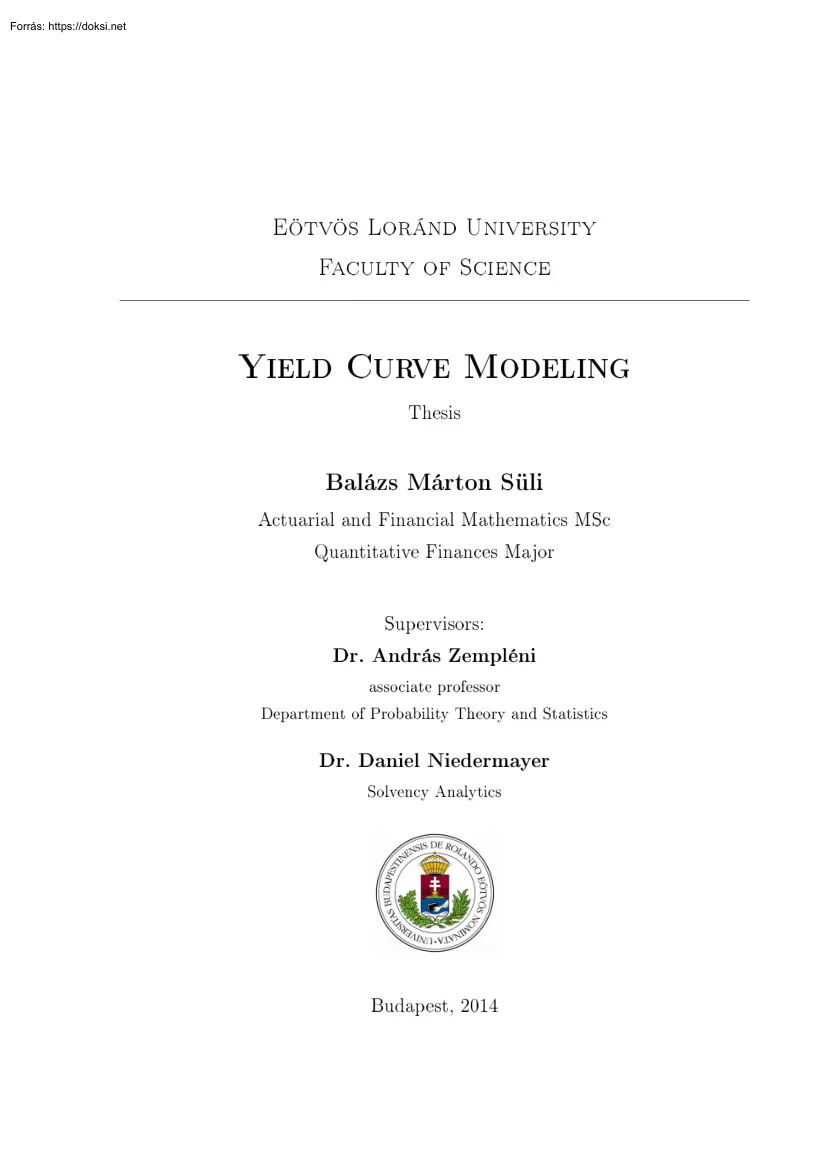 Balázs Márton Süli - Yield Curve Modeling