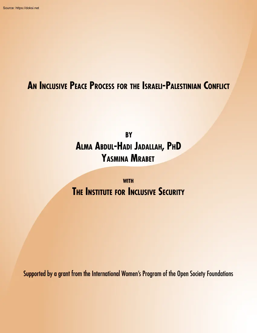 Alma-Yasmina - An Inclusive Peace Process for the Israeli Palestinian Conflict