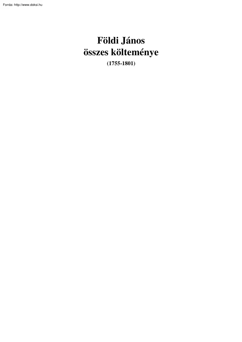 Földi János összes költeménye