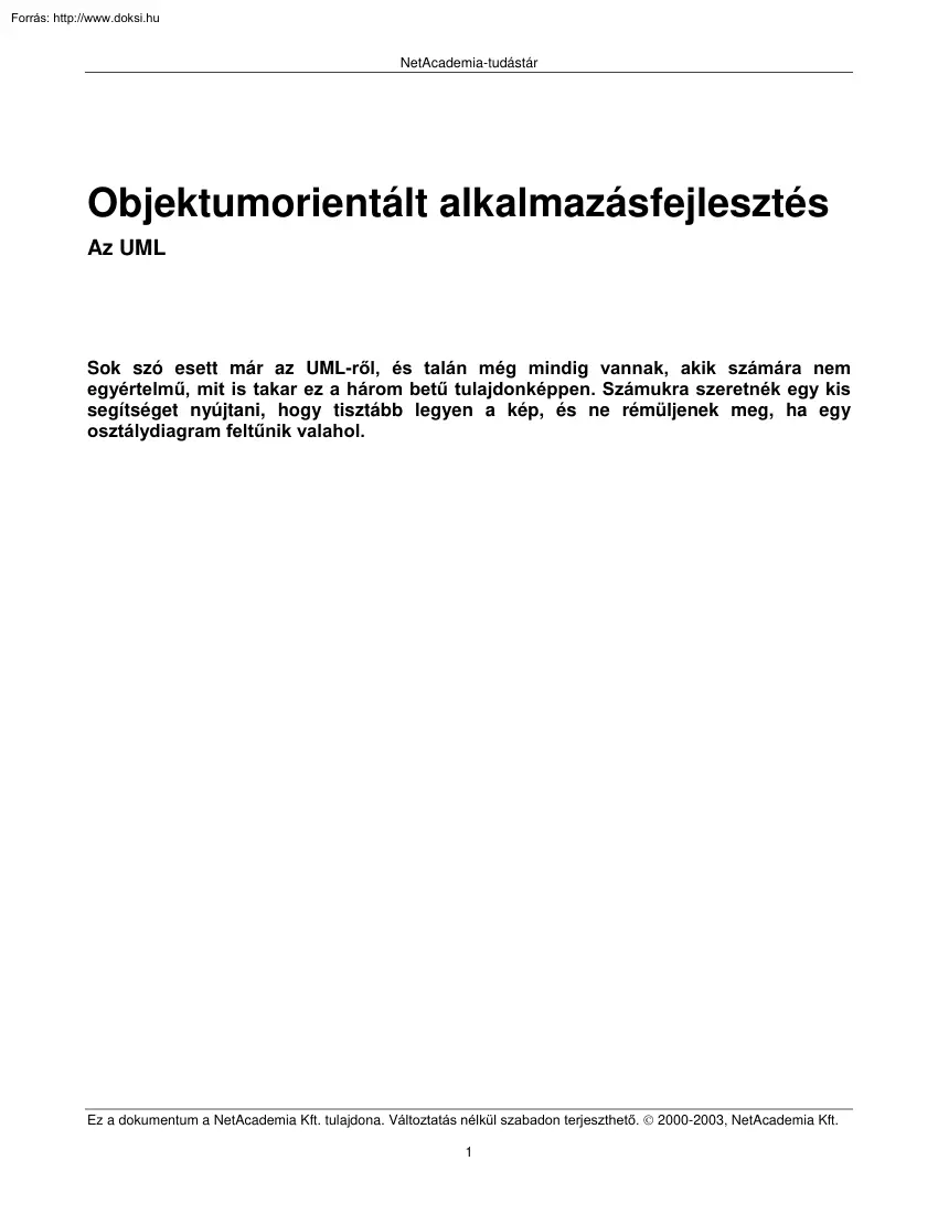 Molnár Ágnes - Objektumorientált alkalmazásfejlesztés UML-lel