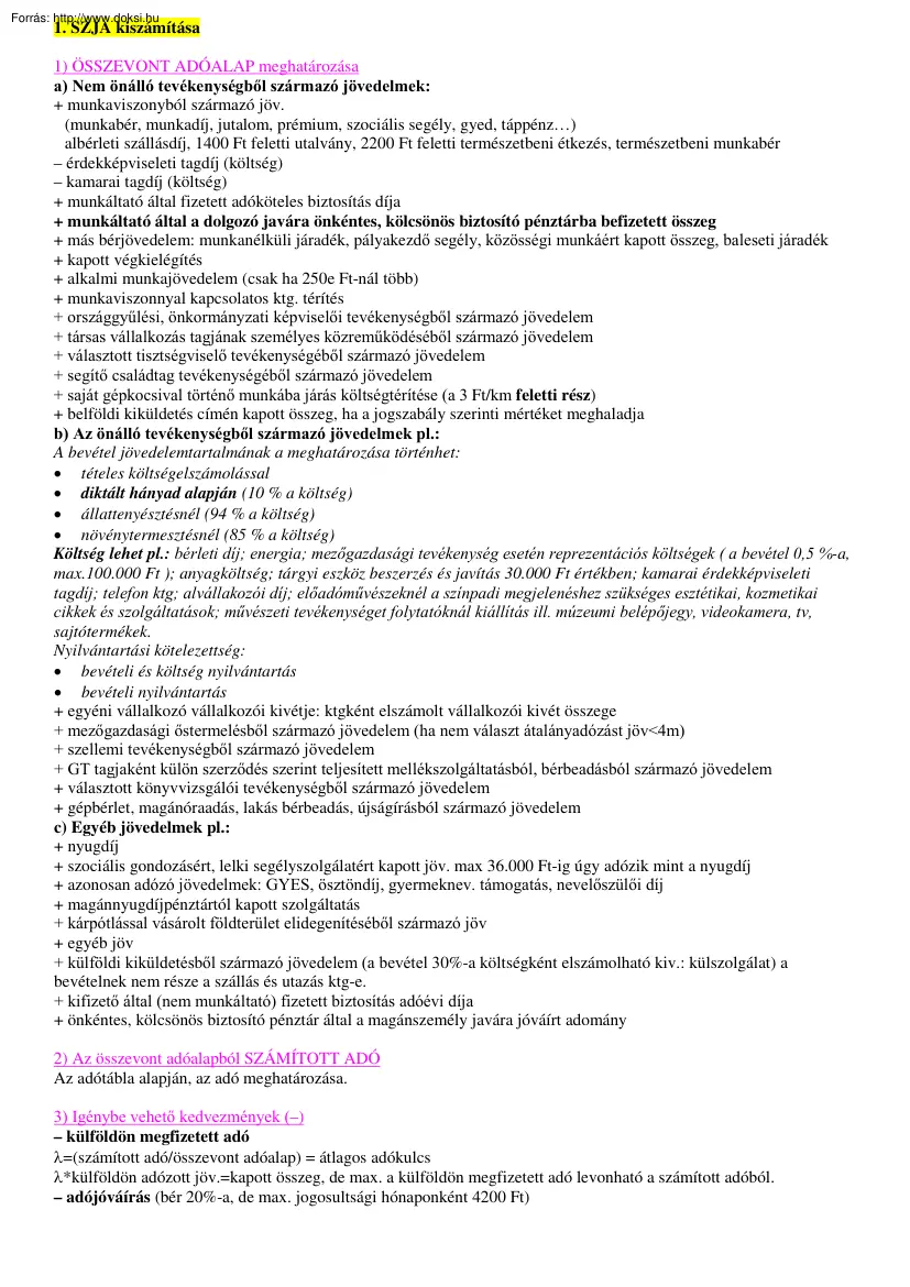 PSZF Segítség adózási példákhoz, SZJA, ÁFA, TAO számítása