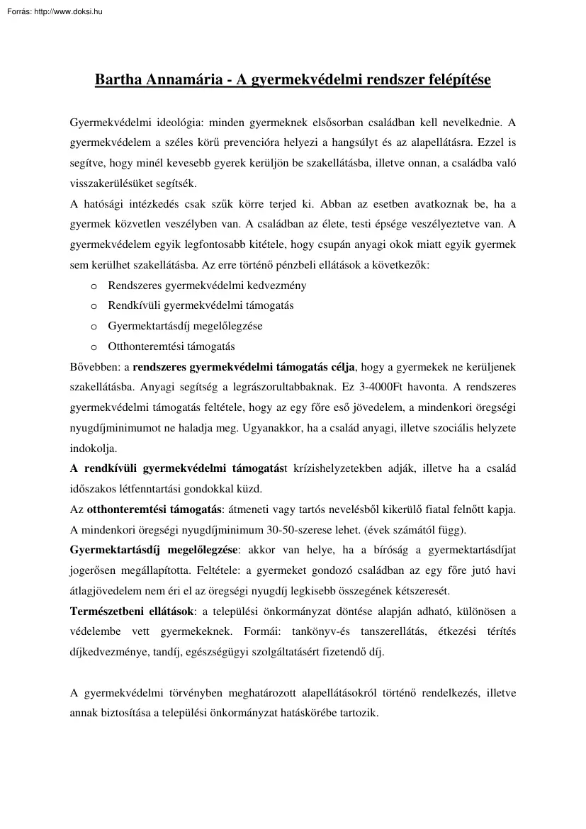 Bartha Annamária - A gyermekvédelmi rendszer felépítése