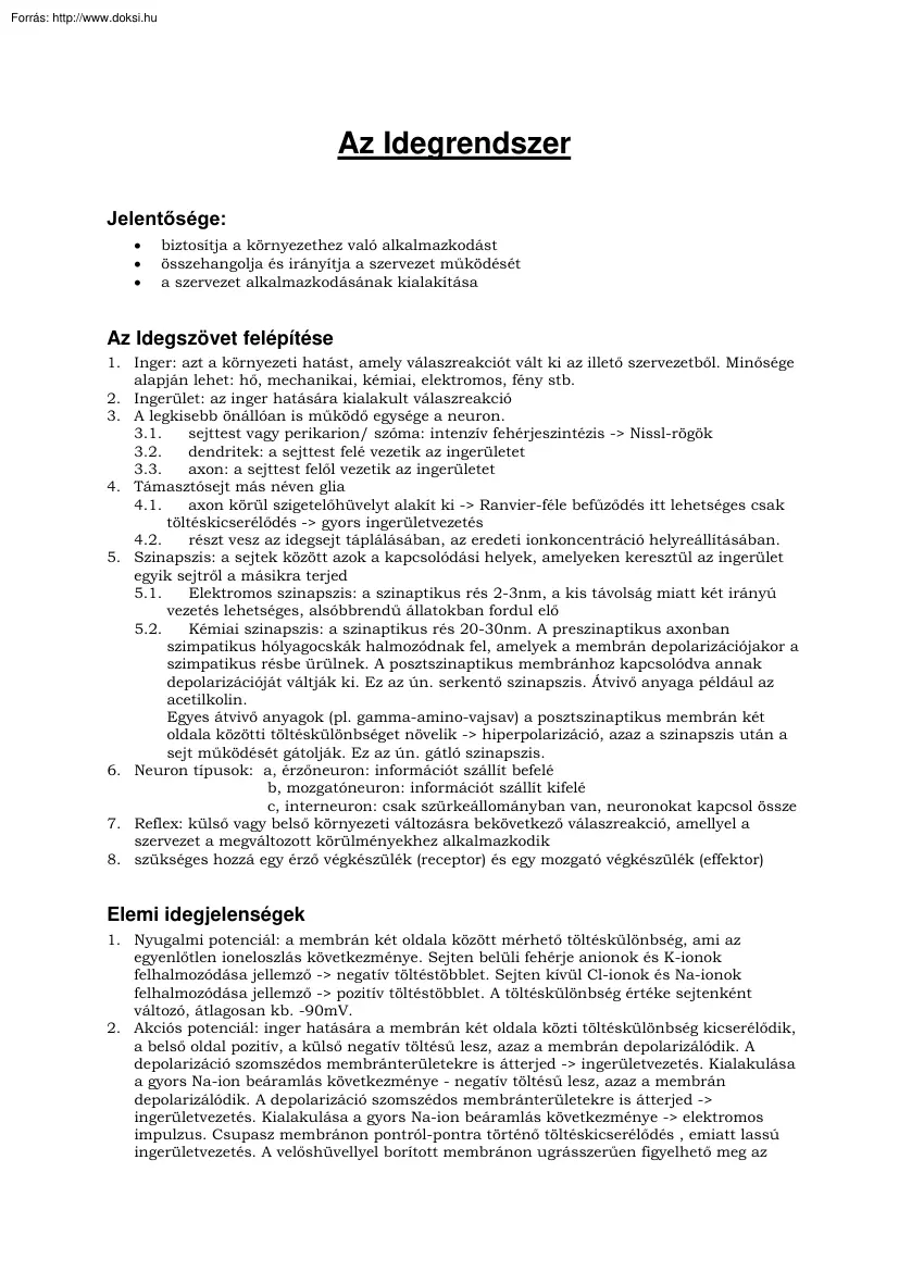 Az Idegrendszer