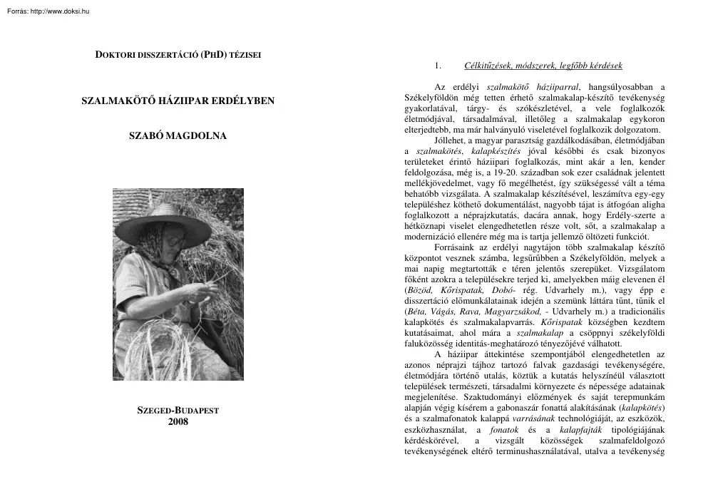 Szabó Magdolna - Szalmakötő háziipar Erdélyben