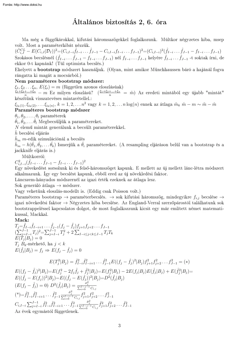 Általános biztosítás 2, 6. óra